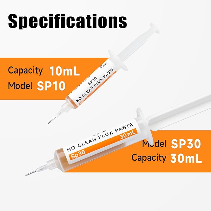 TOWOT No-Clean Soldering Flux Paste for Electronics, 30 ml, Pneumatic Dispenser with Plunger & Dispensing Tip