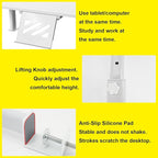 Clamp-On Monitor Stand Riser with Phone/Pad Holder, Height Adjustable from 6.7" to 10.7", Computer Desk Shelf for Laptop, PC, Home Office Workstation (White)