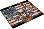 Square Mouse Pad Majestic Deer Wreath and National Flag-3,Gaming Mouse Pads for Desk,Soft Computer Waterproof Non-Slip Mouse Mat