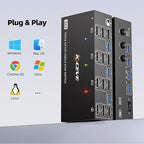 KVM Switch 3 Monitors 3 Computers 8K@60Hz 4K@144Hz, HDMI Dispalyport Triple Monitor KVM Switches with 4 USB3.0 Port for USB Devices, Support Extended/Mirror Mode, Wired Controller and USB3.0 Cables
