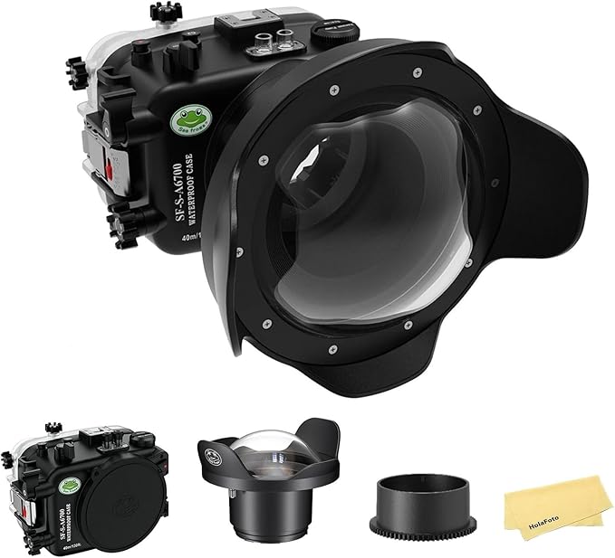 Seafrogs Underwater Housing for Sony a6700 with WA005F Dome Port, [40M/130FT] Waterproof Scuba Housing Case for Sony ILCE-6700 with E 18-105mm F4, 28-60mm F4-5.6