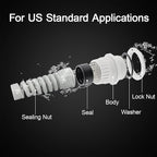 LeMotech 5Pcs NPT 1/2" IP68 Waterproof Cable Gland Flex Spiral Strain Relief Grey Nylon Joint with Gaskets for 6-12mm Wire Thread