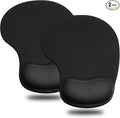 JIKIOU Mouse Pad, 2 Pack Ergonomic Mouse Pads with Comfortable Gel Wrist Rest Support and Smooth Cloth, Non-Slip PU Base for Easy Typing Pain Relief Durable and Easy to Clean Small Black