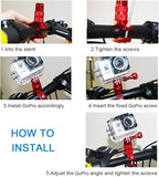 PULUZ Bike Camera Handlebar Mount for Gopro Hero 12/11/10/9/8/7/6 Bike Motorcycle Mount Clip, 360 Degree Rotation Aluminum Bicycle Bracket for DJI OSMO Action&Xiaoyi Camera