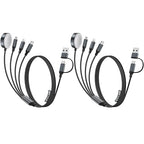 4-in-2 Multi Charging Cable for Apple Watch Charger/Samsung/iPhone Charger,Car/Office/Camping/Travel Essentials,Type C Cable Cord for iWatch Ultra/10-2/iPhone 16-11/Samsung S25-S20,iPad,airPods-Black