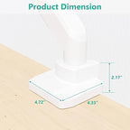 WALI Ultrawide Monitor Arm for 13 to 49 Inch Heavy Duty Curved Screens, Adjustable Gas Spring Single Monitor Desk Mount with 2 USB 3.0 Ports, Holds 33 lbs, 75x75/100x100 VESA, White (GSMU001-W)