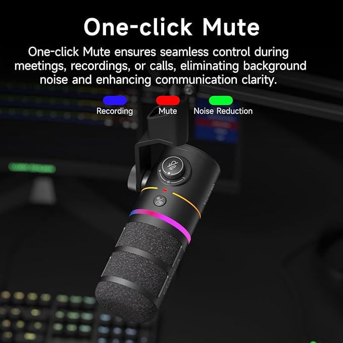 EJoy D10 PRO(A) USB Wireless Gaming Microphone – Boom Arm Mic with Wired/Wireless Modes, XLR/USB-C, Real-Time Monitoring, 45H Battery, RGB Dynamic Mic for Gaming, Streaming, Podcast, Recording (Black)