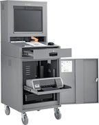 Global Industrial Mobile Security LCD Computer Cabinet Enclosure for 24" Diagonal Monitors, Steel Construction, Gray Powder Coat Finish, 24-1/2"W x 22-1/2"D x 62-3/4"H