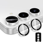for Samsung Galaxy S24 FE Camera Lens Protector, Individual Metal Ring Tempered Glass Lens Cover, [Strong Adsorption] Scratch Resistant Ultra-Thin HD Clear Lens Cover, 1 Set-Slivery Ring