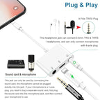 Microphone & 3.5mm Headphone Adapter for iPhone Microphone Adapter for Live-Streaming with Charging Port Lighting to Audio & MIC Adapter Compatible with iPhone/iPad