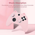 GeekShare Cat Paw Controller Skin Grips Set Anti-Slip Silicone Protective Cover Skin Case Compatible with Xbox Series X Controller with 2 Thumb Grip Caps and 1 Sticker (Pink)