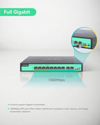 LINOVISION 8 Ports Full Gigabit PoE++ Switch, Built-in 120W Power with 4 BT 90W Ports & 4 at 30W Ports, Sufficient for All IEEE 802.3 af/at/bt Devices Including PTZ Cameras, AP, PoE Light...