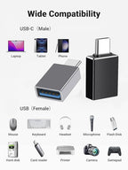 USB C Male to USB A Female Adapter (3 Pack),USB 3.2 GEN2 10Gbps High-Speed Data PD 60W Fast Charging for iMac,MacBook Pro/Air,iPhone 16 15,iPad,Microsoft Surface,Samsung Galaxy S24/23/22,etc.