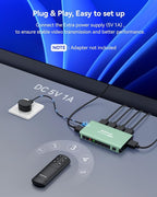 HDMI Switch 5 in 1 Out 4K@60Hz, GANA HDMI Splitter Switcher with Remote, Aluminum HDMI 2.0 Switch Box Hub for 3D, HDCP2.2, HDR, Compatible with Xbox, PS5/4/3,Fire Stick,Roku,Blu-Ray Player, Mint Green