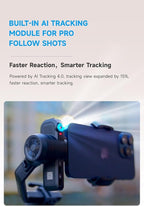 FeiyuTech SCORP Mini 3 Gimbal Stabilizer for Smartphone, Built-in AI Tracking Module & Cooling Fan, 2KG Payload 3-Axis Phone Gimbal with Integrated Grip Design, Gimbal Stabilizer for iPhone & Android