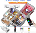 BTF-LIGHTING C04W RGBW PWM SMD FCOB (+ R G B W) 5PIN LED Strip 2.4GHz Tuya WiFi Group Controller Alexa Google Home Smartphone APP Control Compatible with WR01RF RC03RFB RC04RFB RC05RFB Remote