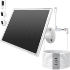Solar Panel for Ring Camera, 8W High - Efficiency Solar Charger Compatible with Stick Up Cam & Ring Spotlight Cam (Battery) - Waterproof, 16ft Long Cable, DC3.5mm & USB C Ports, White