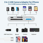 USB-C to SD Card Reader for iPhone iPad with USB OTG Camera Adapter, 4 in 1 Camera Connection Kit, iPhone Adapter with Fast Charging Port, for iPad,iPhone 16 15Pro Max, MacBook Pro/Air, Samsung