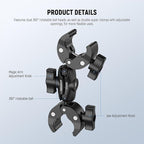 NEEWER Double Super Clamp Mount with Magic Arm, 360° Umbrella Flag Pole Clamp Holder for Desk Photo Studio Light Stand Photography Reflector Scrim Cross Bar Motorcycle Handlebar Stroller Chair, CA160