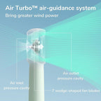 JISULIFE Portable Handheld Turbo Fan [16H Max Cooling Time], 4000mAh USB Rechargeable Personal Battery Operated Lash Small Pocket Fan with 5 Speeds for Travel/Outdoor/Vacation/Concerts - Green