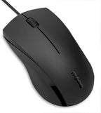 Rapoo Silent Wired Mouse, 1000 DPI 5ft Cord Quiet Button Optical Computer Mouse, Left Right Hand Use, for Laptop Chromebook Mac Notebook, Matte Black