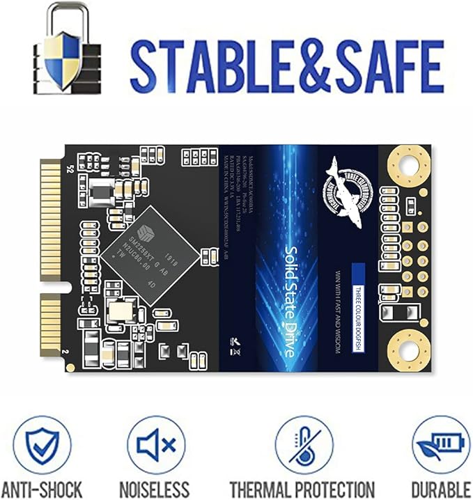 Dogfish mSATA SSD 240GB 3D NAND TLC SATA III 6 Gb/s, mSATA (30x50.9mm) Internal Solid State Drive - Compatible with Desktop PC Laptop - (MSATA 240GB)