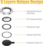 AGVEE 3+3 for iPhone 14 Pro 6.1" / 14 Pro Max 6.7" Camera Lens Protector, Bling Diamond & Bling Glitter Metal Ring 9H Tempered HD Glass Camera Screen Protector Cover Film, Silver