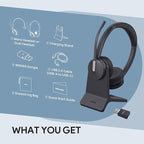 Yealink WH64 Hybrid Wireless Headset Dongle & Charging Stand, 492ft Range DECT&Bluetooth Headphones for Teams, Zoom UC,Single Ear Noise Cancelling Portable Headsets with 3X Mic, 26H Calls,(PC/Phone)