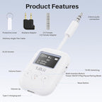 1Mii SafeFly Min+ Bluetooth Transmitter and Receiver,Bluetooth Adapter for Airplane, Supports to 2 AirPods/Headphones,Use with Any 3.5mm Jack on Airplanes, Gym, TVs, Car, Home, Boat(White)