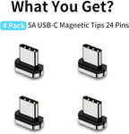 Magnetic Connector Tips Head for USB-C Android Devices (4 Pack), only Compatible 5A Magnetic Charging Cable or Magnetic Adapter