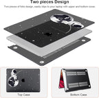 Compatible with MacBook Air 13 inch Case M1 A2337 A2179 A1932 Cover 2021 2020 2019 2018 Release with Retina Display & Touch ID, Crystal Black Pattern Plastic Hard Shell Case, Astronaut Earth