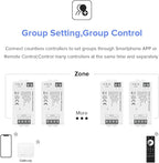 BTF-LIGHTING C01RF Tuya Controller Support PWM 5050SMD FCOB COB Single Color (+V -V) 2pin LED Strip Support with RC01RFB WR02RF Remote DC5V/DC12V/DC24V Max 12A Indoor Use Only(NO Remote NO Power)