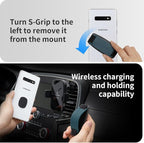 Sinjimoru Detachable Phone Grip Kickstand for Wireless Charging Compatible Phone Finger Holder for iPhone & Smartphones. Sinji Mount S-Grip Blue
