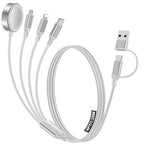 4-in-2 Multi Charging Cable for Apple Watch Charger/Samsung/iPhone Charger,Car/Office/Camping/Travel Essentials,Type C Cable Cord for iWatch Ultra/10-2/iPhone 16-11/Samsung S25-S20,iPad,airPods-White