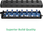 VEMONT USB hub,Computer Peripheral Equipment 7-Port USB 3.0 hub with 5V2A Power Adapter and Individual On/Off Switches,USB Charging hub 4ft/1.2m Long Cable