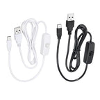 MECCANIXITY USB Cable with 501 ON/Off Switch, USB Male to USB Type C Male Power Cable 100cm for LED Desk Lamp LED Strip Black White 1 Set