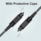 EMK Digital Optical Audio Cable [22 Feet/7M] - Slim Nylon Braided Toslink Fiber Optic Cable for Sound Bar, TV, Home Theater, PS4, Xbox, Blu-Ray Player & More - High-Speed SPDIF (Black1)