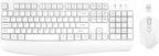 Wireless Keyboard and Mouse Combo, EDJO Full-Sized Ergonomic Computer Keyboard with Wrist Rest and 3 Level DPI Adjustable Wireless Mouse for Windows, Mac OS Desktop/Laptop/PC (White)
