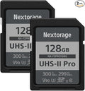 Nextorage 128GB 2pack SDXC UHS-II V90 SD Card Japanese Brand pSLC Max. Write Speed 299MB/s Max. Read Speed 300MB/s 4K Recording F2PRO Series 2P-F2PRO128G SDXC Card for Digital Camera