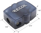Recoil MFH13 3-Way Mini-ANL Fused Distribution Block, 3 X 0/2/4 Gauge in / 3 X 4/8 Gauge Out Fused Distribution Block with 60A, 80A, 100A Fuses, Solid Brass for Maximum Power Transfer
