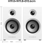 BT16 Active Bookshelf Speakers 3.5" Woofer with 1" Tweeter, 60W RMS-Bluetooth 5.3, Built-in 24bit DAC USB Dynamic 3D 2.0 Surround Sound, Computer Gaming PC Speakers - White