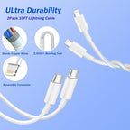 iPhone Fast Charger, [Apple MFi Certified] 2 Pack PD USB C Wall Charger Block Plug with 10FT Extra Long Type C to Lightning Fast Charging Data Sync Cable for iPhone 14 13 12 11 XR X 8 iPad and More