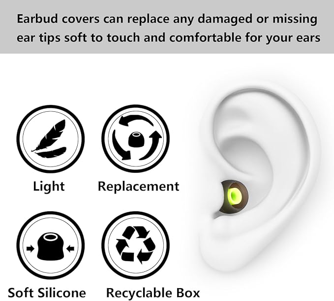 Silicone Replacement Earbud Tips for In-Ear Headphones (Inner Hole 3.8mm-5.1mm) - 9 Pairs, S/M/L