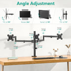 WALI Triple Monitor Mount, 3 Monitor Desk Mount for 13-27 inch Computer Screens, Holds up to 22 lbs, Triple Monitors Stand for Desk, with Tilt, Swivel, Rotation, VESA 75/100mm (M003S), Black