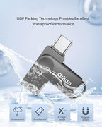 64GB USB C Flash Drive, Dual Drive USB 3.0 and Type C Thumb Drive Up to 110MB/s Read Metal Waterproof Swivel Design Portable for PC Laptop Tablet Android Smartphone iPhone 15 and More, Gray