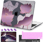 Teryeefi for 2020 2022 2016-2019 MacBook Pro 13 inch Case A2338 A2289 A2251 A2159 A1989 A1706 with M2 M1 & Touch Bar, PC Hard Shell Case & Keyboard Cover & Screen Protector, Luxurious Purple Lotus