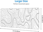 White Mouse Pad Large XL Gaming Mouse Pad for Desk Topographic Mouse Pad Desk Pad Gaming Mouse Pad White Desk Mat Extended Black and White White Topo Mousepad White Topographic Mouse Pad Full Size