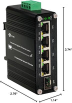 Industrial Gigabit 4 Ports PoE Ethernet Switch PoE+ Fiber Switch with 100/1000M Adaptive SFP Slot Din Rail Unmanaged 10/100/1000Mbps Network Switch IEEE802.3af/at 30W/Port Max 120W 12-48V DC