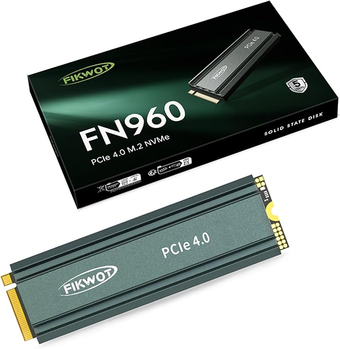 FN960 1TB M.2 2280 PCIe Gen4 x4 NVMe 1.4 Internal Solid State Drive with Heatsink - Speeds up to 5,000MB/s, Dynamic SLC Cache, Internal SSD