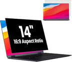 HD Laptop Privacy Screen 14 inch, Upgraded Laptop Privacy Screen for 16:9 Widescreen Removable Anti Glare Cover and Blue Light UV-Blocking Filter